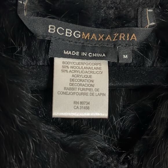 BCBGMaxAzria Genuine Rabbit Fur Crochet Panel Vest Black Size M - Picture 7 of 7